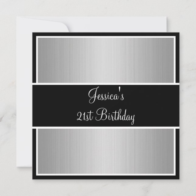 Invitation Fête d'anniversaire Gris Gris Blancs et Noirs (Devant)