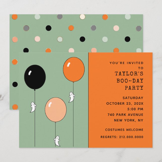 Invitation Fête d'anniversaire Halloween (Devant / Derrière)