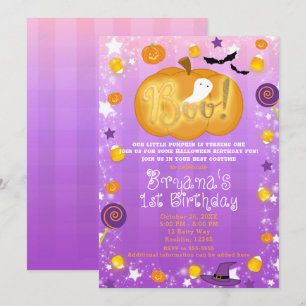 Invitation Fête d'anniversaire Halloween 1ère année Violet et