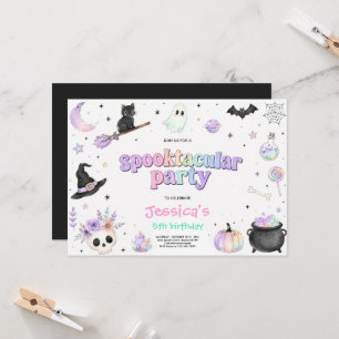 Invitation Fête d'anniversaire Halloween aquarelle pastel