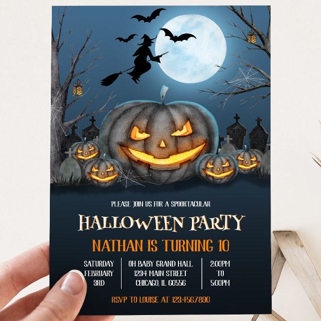 Invitation Fête d'anniversaire Halloween Citrouille (Créateur téléchargé)