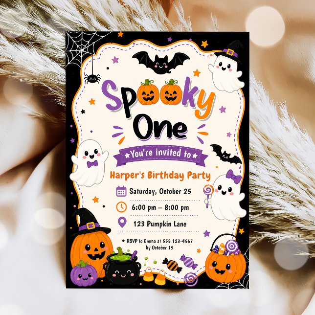 Invitation Fête d'anniversaire Halloween Colorée Effrayante P (Créateur téléchargé)