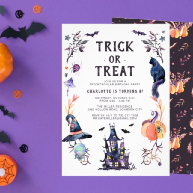 Invitation Fête d'anniversaire Halloween dans une maison hant (Créateur téléchargé)