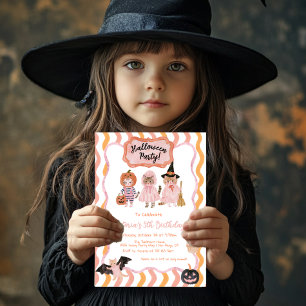 Invitation Fête d'anniversaire Halloween de Kitty adorable