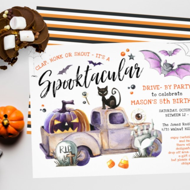 Invitation Fête d'anniversaire Halloween Drive By Trunk Or Tr (Créateur téléchargé)