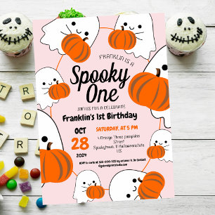 Invitation Fête d'anniversaire Halloween du petit fantôme pou