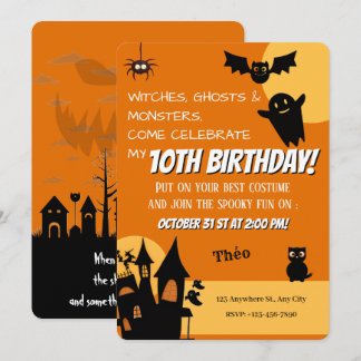 Invitation Fête d'anniversaire Halloween effrayante