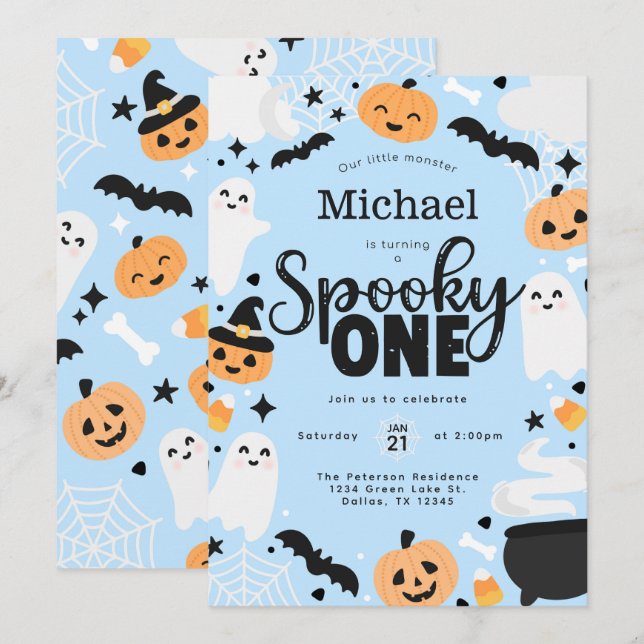 Invitation Fête d'anniversaire Halloween épouvantable pour un (Devant / Derrière)