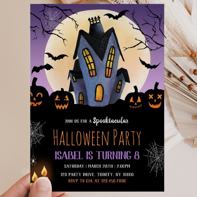 Invitation Fête d'anniversaire Halloween Maison Hantée (Créateur téléchargé)