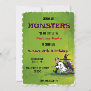 Invitation Fête d'anniversaire Halloween pour enfants Hallowe