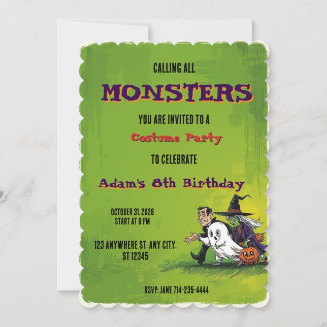 Invitation Fête d'anniversaire Halloween pour enfants Hallowe (Devant)