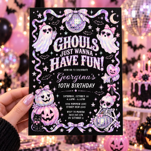 Invitation Fête d'anniversaire Halloween pour filles Les reve