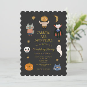 Invitation Fête d'anniversaire Halloween pour tous les monstr