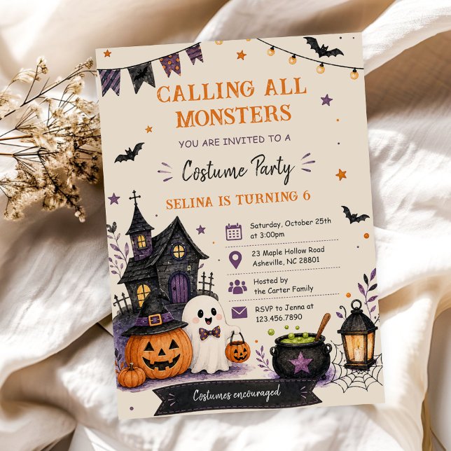 Invitation Fête d'anniversaire Halloween pour tous les monstr (Créateur téléchargé)