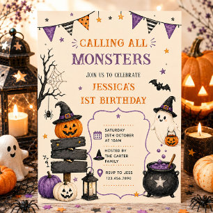 Invitation Fête d'anniversaire Halloween pour tous les monstr