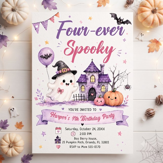 Invitation Fête d'anniversaire Halloween Quatre-fois plus eff (Créateur téléchargé)