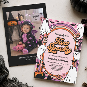Invitation Fête d'anniversaire Halloween rose pour fille de 2