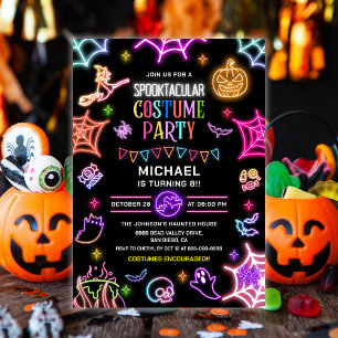 Invitation Fête d'anniversaire Halloween Spooktacular Neon Gl