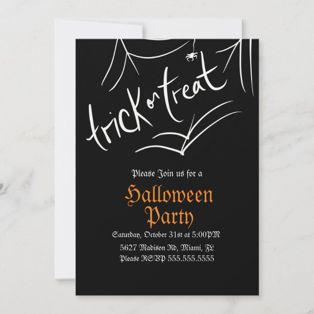 Invitation Fête d'anniversaire Halloween Trick or Treat Araig (Devant)