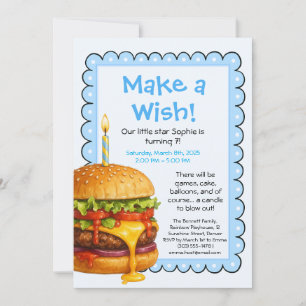 Invitation Fête d'anniversaire Hamburger pour enfants Anniv