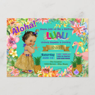 Invitation Fête d'anniversaire Hawaiian Luau