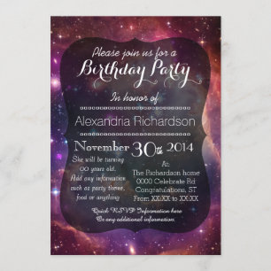 Invitation Fête d'anniversaire Hipster galaxy