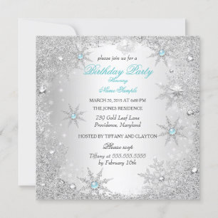 Invitation Fête d'anniversaire hivernale de Teal Wonderland