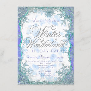 Invitation Fête d'anniversaire hivernale Frozen Wonderland