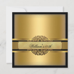 Invitation Fête d'anniversaire homme noir et or