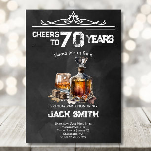 Invitation Fête d'anniversaire homme sage et whisky