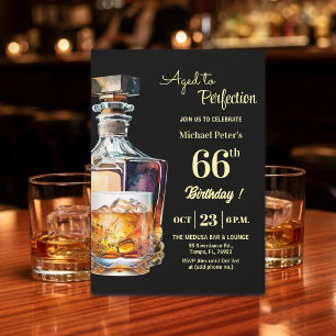 Invitation Fête d'anniversaire Hommes 66 ans Whiskey perfecti