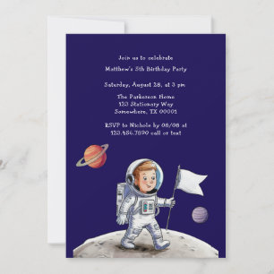 Invitation Fête d'anniversaire hors du monde - Thème des astr