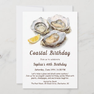 Invitation Fête d'anniversaire huître   Élégant Côté Mer 