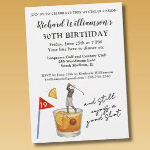Invitation Fête d'anniversaire humoristique de golf moderne é