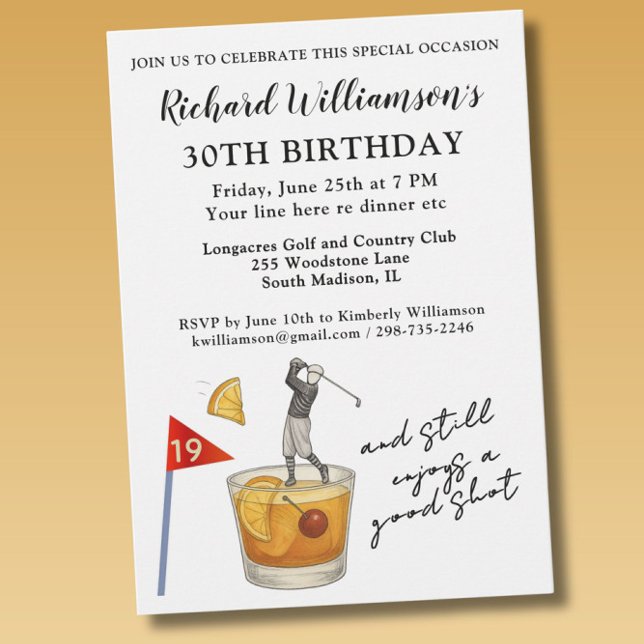 Invitation Fête d'anniversaire humoristique de golf moderne é (Créateur téléchargé)