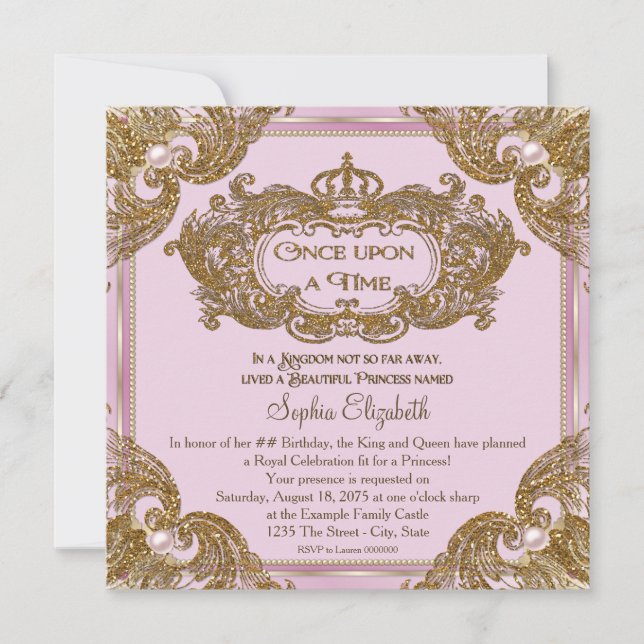 Invitation Fête d'anniversaire Il était une fois (Devant)