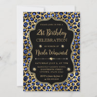 Fête d'anniversaire imprimé léopard or et bleu