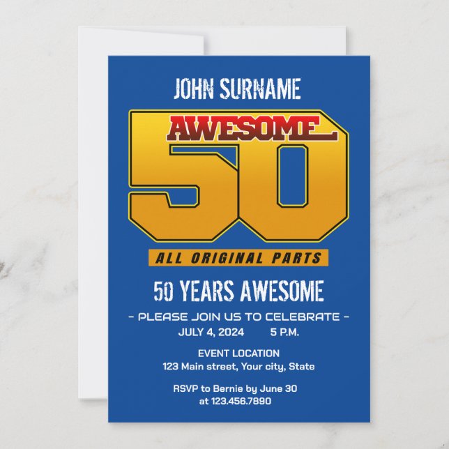 Invitation Fête d'anniversaire incroyable 50 ans Toutes les p (Devant)