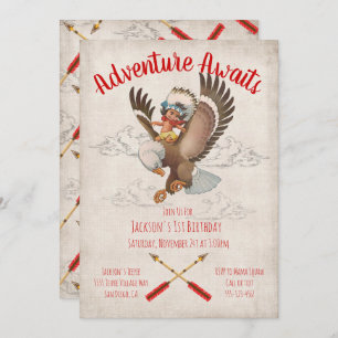 Invitation Fête d'anniversaire indienne d'aventure tribale