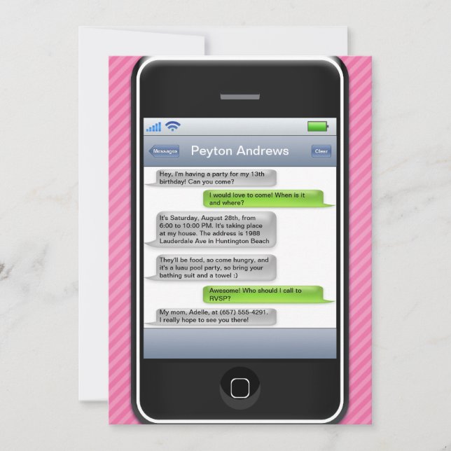 Invitation Fête d'anniversaire iParty téléphone intelligent (Devant)