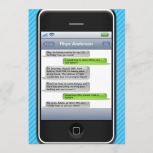 Invitation Fête d'anniversaire iParty téléphone intelligent