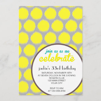 Invitation Fête d'anniversaire jaune grise fabuleuse moderne