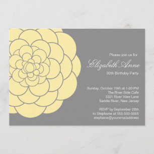 Invitation Fête d'anniversaire jaune moderne de fleur de
