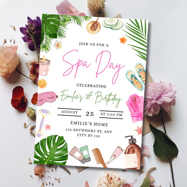 Invitation Fête d'anniversaire journée au spa Fête de détente (Créateur téléchargé)