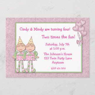 Invitation Fête d'anniversaire jumelle de filles