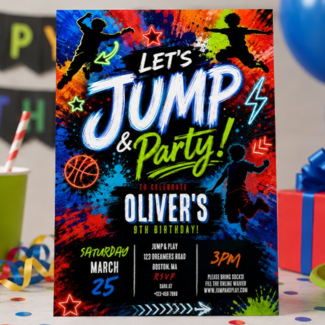 Invitation Fête d'anniversaire Jump Trampoline (Créateur téléchargé)