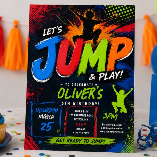Invitation Fête d'anniversaire Jump Trampoline (Créateur téléchargé)