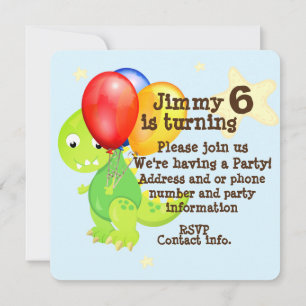Invitation Fête d'anniversaire Jungle de Dinosaures