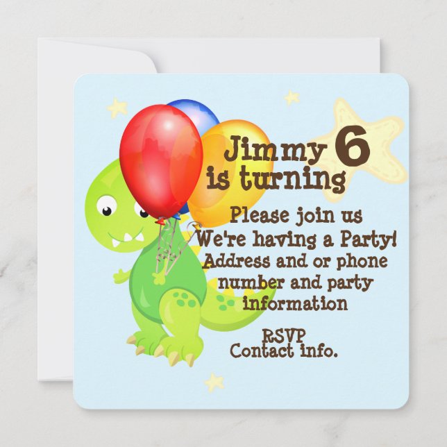 Invitation Fête d'anniversaire Jungle de Dinosaures (Dos)