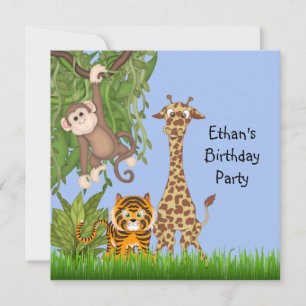Invitation Fête d'anniversaire Jungle Safari pour garçons